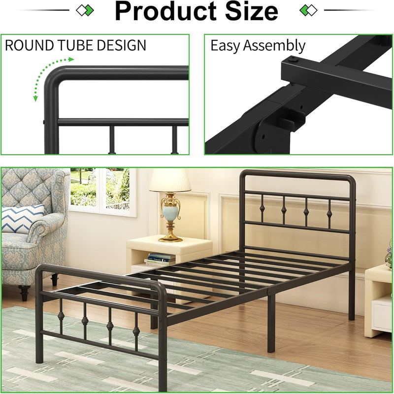 Bed Frame with Victorian Headboard and Footboard