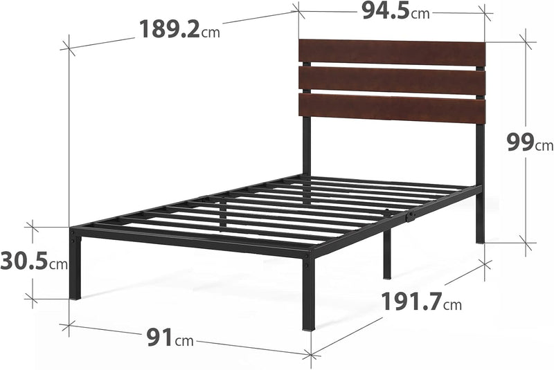 Bed Frame 31'' Height Sustainable Bamboo Metal Base