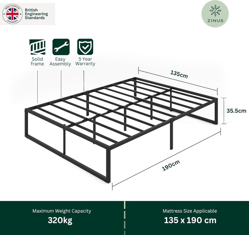 Bed Frame 31'' Height Sustainable Bamboo Metal Base