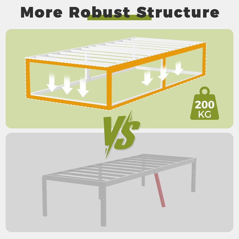 Bed Frame 36CM High with Steel Slats Support