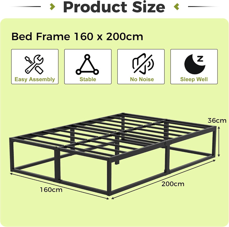Bed Frame 36CM High with Steel Slats Support