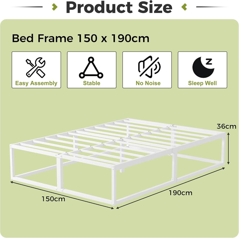 Bed Frame 36CM High with Steel Slats Support