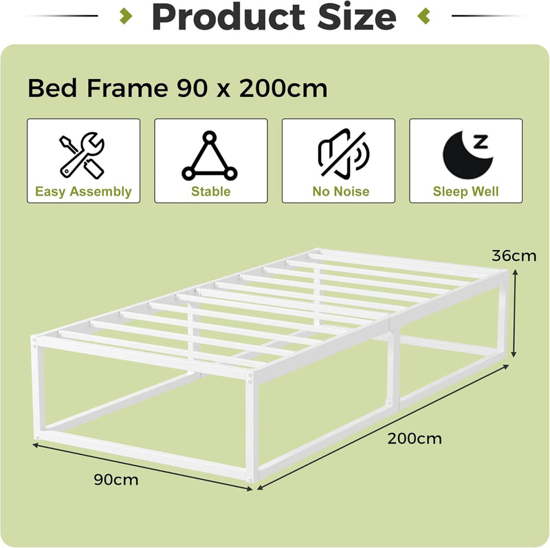 Bed Frame 36CM High with Steel Slats Support