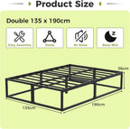 Bed Frame 36CM High with Steel Slats Support