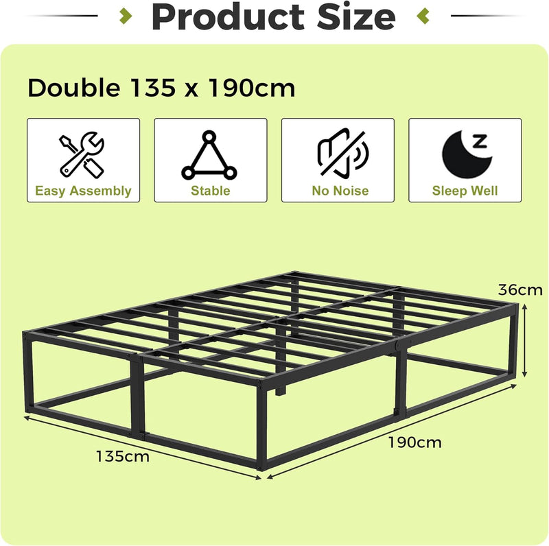 Bed Frame 36CM High with Steel Slats Support
