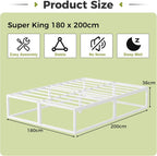 Bed Frame 36CM High with Steel Slats Support