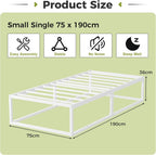 Bed Frame 36CM High with Steel Slats Support