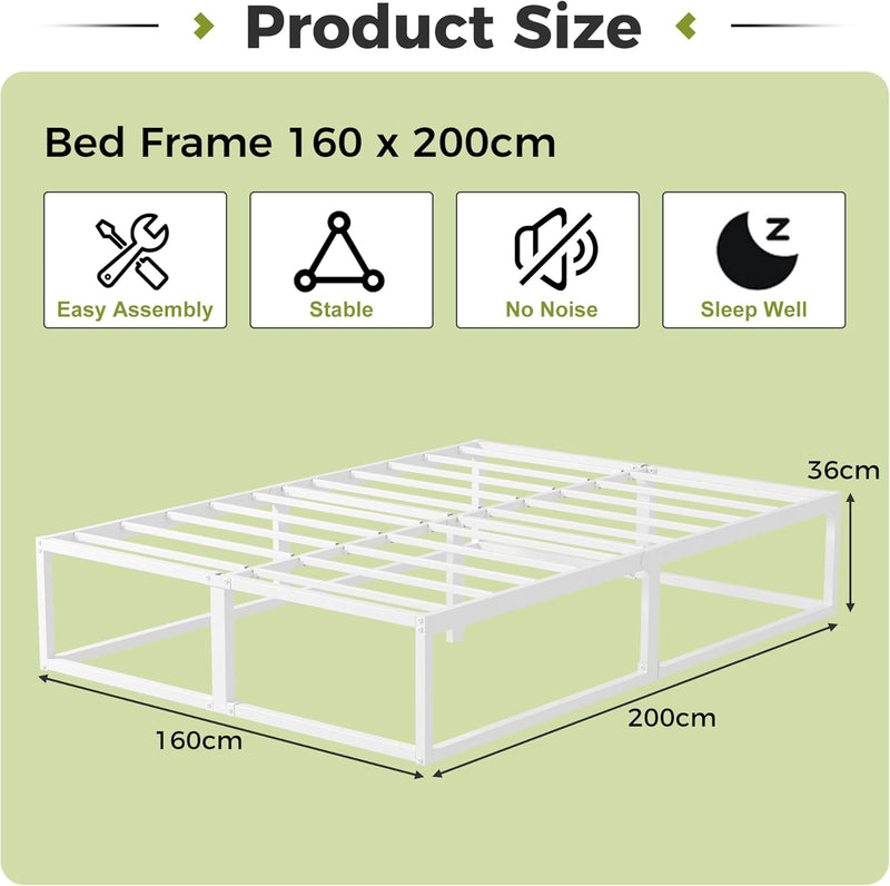 Bed Frame 36CM High with Steel Slats Support