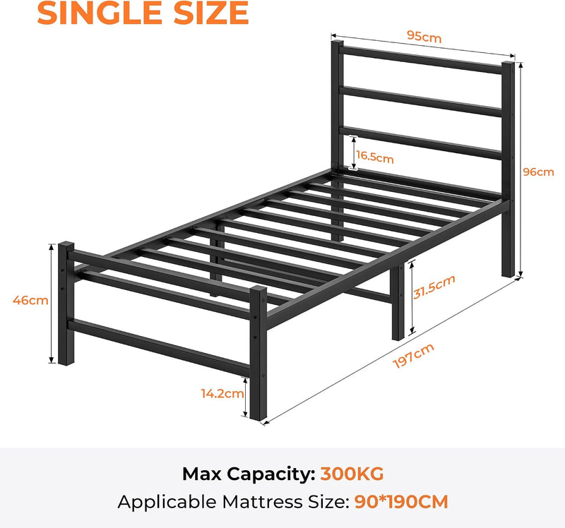 Bed Frame All Metal Slats Support Platform