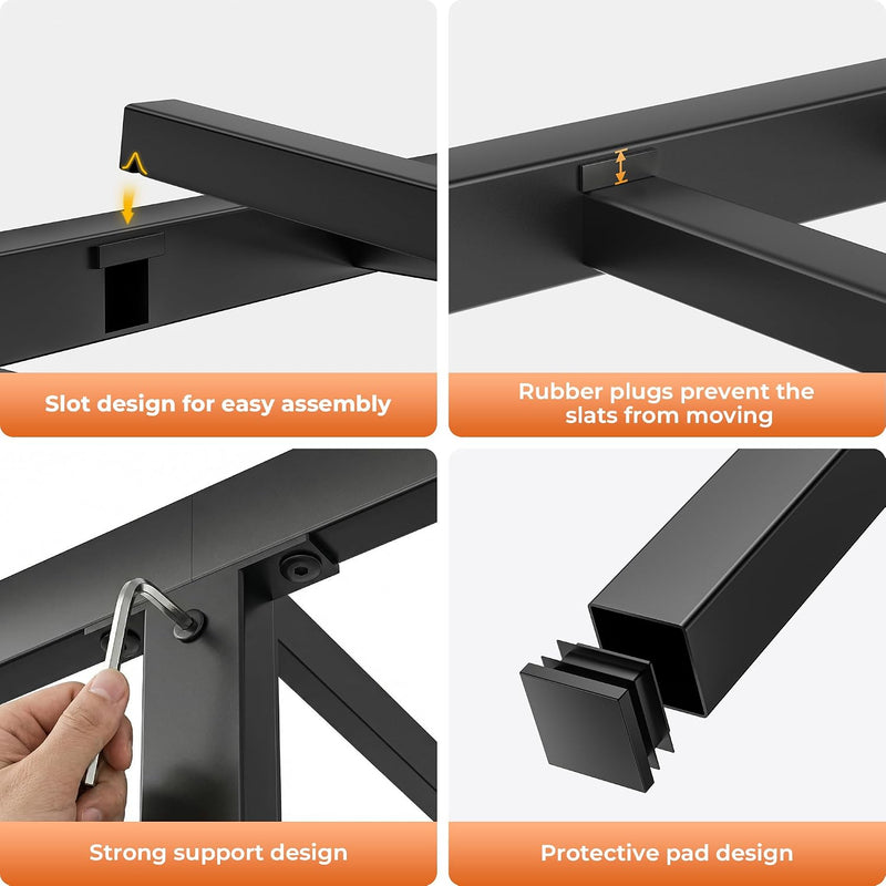 Bed Frame All Metal Slats Support Platform