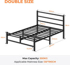 Bed Frame All Metal Slats Support Platform