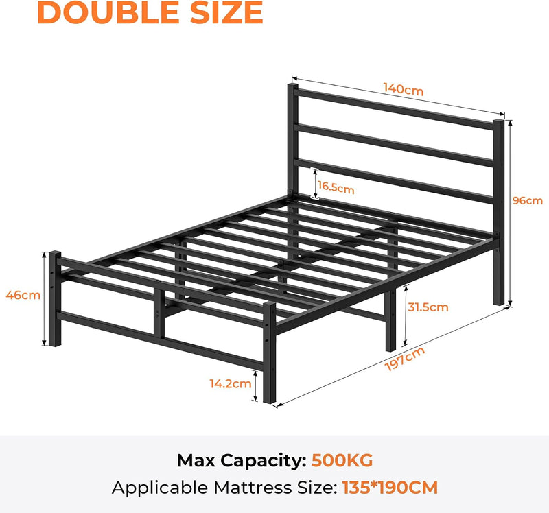 Bed Frame All Metal Slats Support Platform
