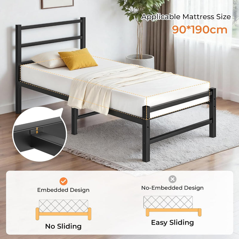 Bed Frame All Metal Slats Support Platform