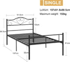 Bed Frame Easy Assembly Metal Mattress Foundation With-Headboard