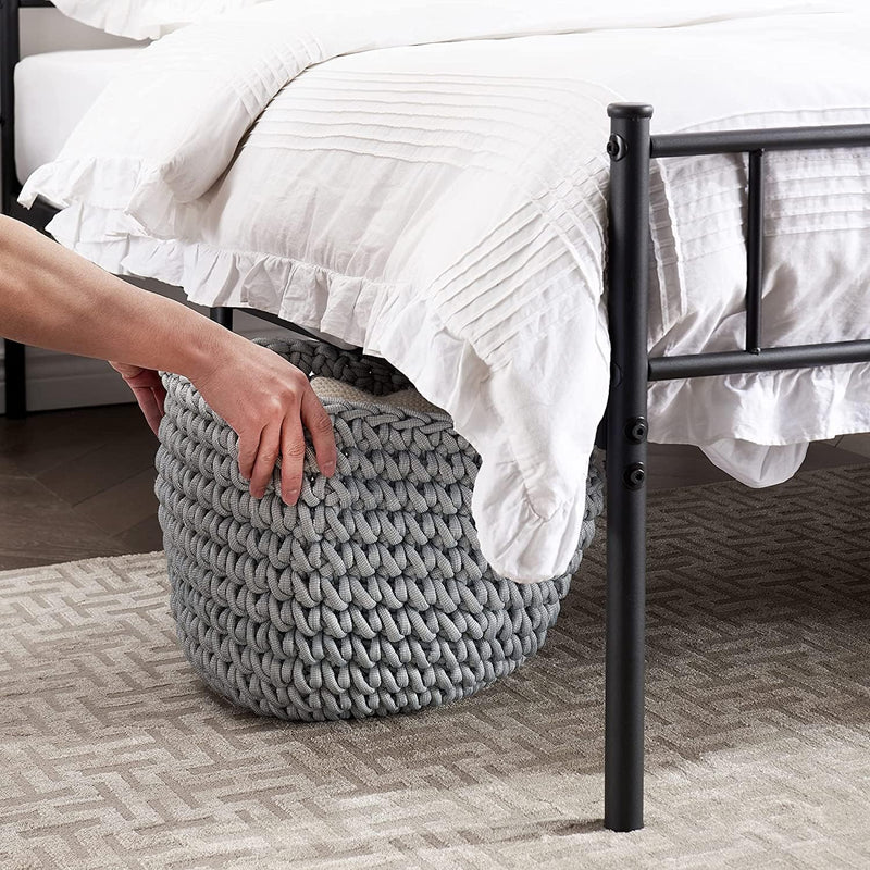 Bed Frame Easy Assembly Metal Mattress Foundation With-Headboard