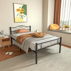 Bed Frame Easy Assembly Metal Mattress Foundation With-Headboard