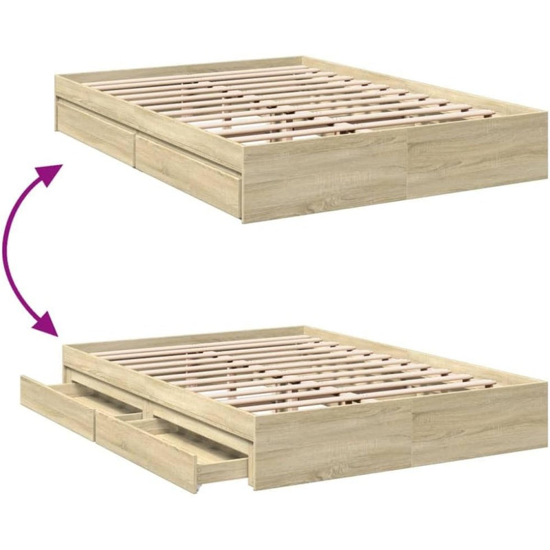 Bed Frame Engineered Wood Material Wooden Storage