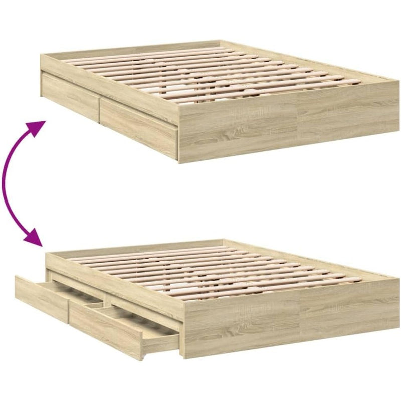 Bed Frame Engineered Wood Material Wooden Storage