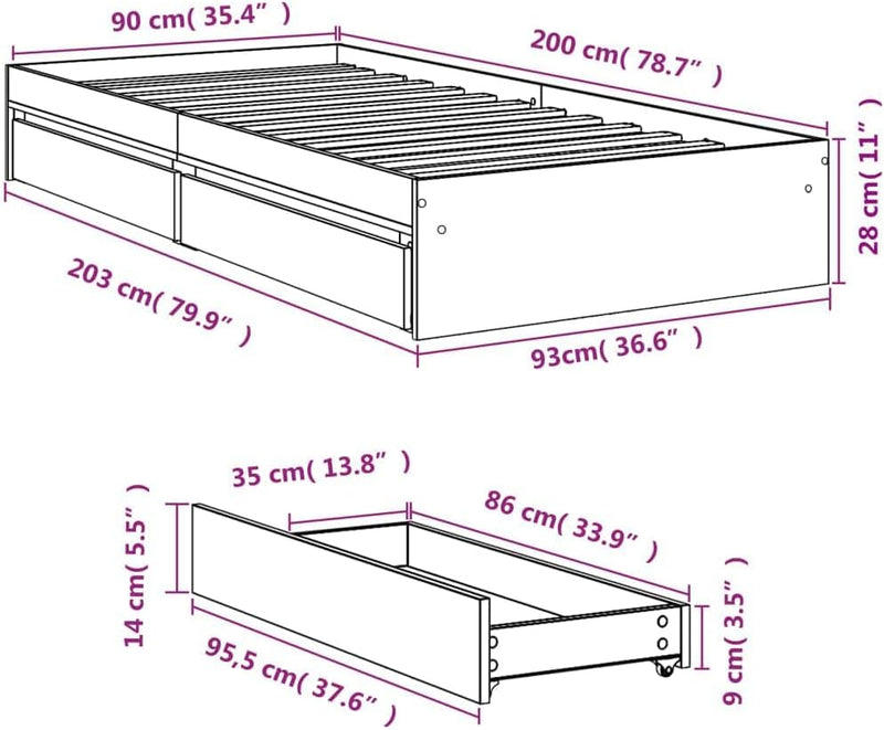 Bed Frame Engineered Wood Material Wooden Storage
