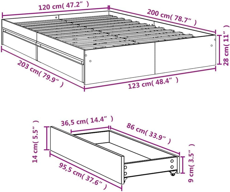 Bed Frame Engineered Wood Material Wooden Storage