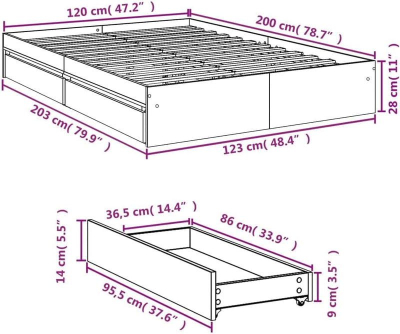 Bed Frame Engineered Wood Material Wooden Storage