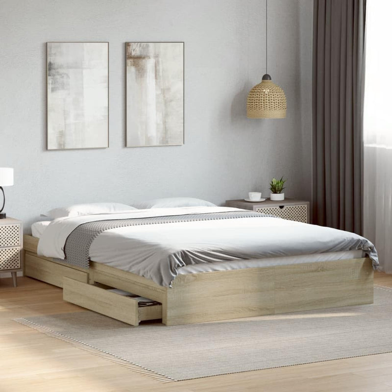 Bed Frame Engineered Wood Material Wooden Storage