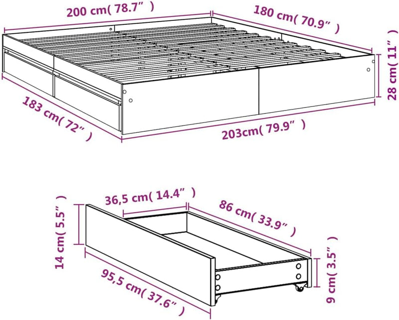 Bed Frame Engineered Wood Material Wooden Storage