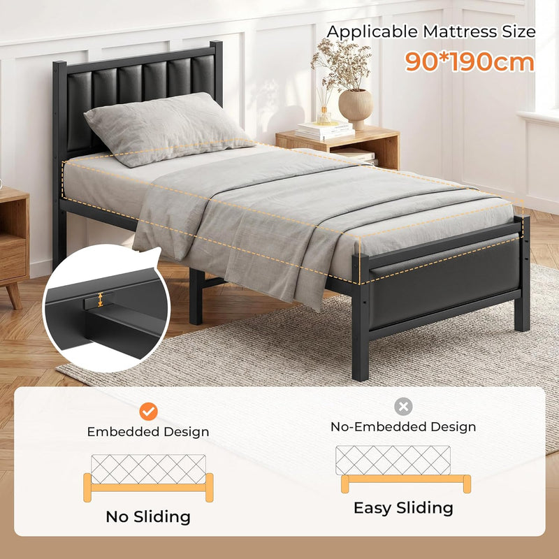 Bed Frame Heavy Duty Metal Slats Support