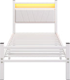 Bed Frame Metal Platform Upholstered with Headboard