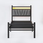 Bed Frame Metal Platform Upholstered with Headboard