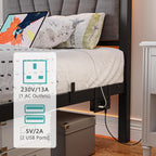 Bed Frame Metal Platform Upholstered with Headboard