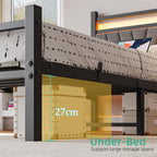 Bed Frame Metal Platform Upholstered with Headboard