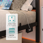 Bed Frame Metal Platform Upholstered with Headboard