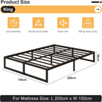 Bed Frame Metal Platform with Steel Slat Support