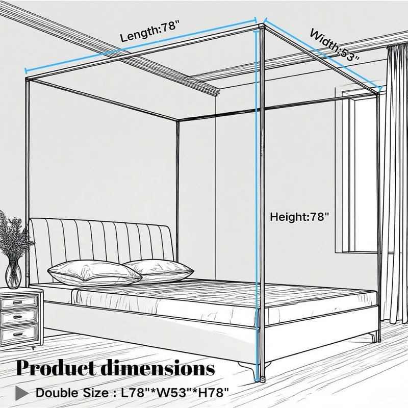 Bed Frame Post Size Thickened Metal Poles Four