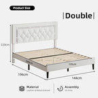 Bed Frame Upholstered Platform with Diamond Tufted Headboard