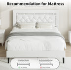 Bed Frame Upholstered Platform with Diamond Tufted Headboard