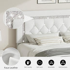 Bed Frame Upholstered Platform with Diamond Tufted Headboard