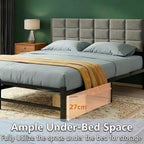 Bed Frame Upholstered Platform with Headboard 4ft6 Metal