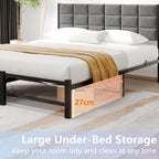 Bed Frame Upholstered Platform with Headboard 4ft6 Metal
