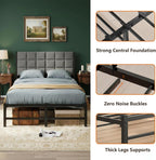 Bed Frame Upholstered Platform with Headboard 4ft6 Metal