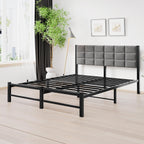 Bed Frame Upholstered Platform with Headboard 4ft6 Metal