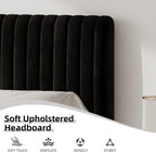Bed Frame Upholstered with Velvet Headboard Adjustable Height