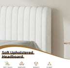 Bed Frame Upholstered with Velvet Headboard Adjustable Height