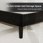 Bed Frame Upholstered with Velvet Headboard Adjustable Height
