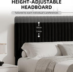 Bed Frame Upholstered with Velvet Headboard Adjustable Height