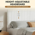 Bed Frame Upholstered with Velvet Headboard Adjustable Height