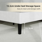 Bed Frame Upholstered with Velvet Headboard Adjustable Height
