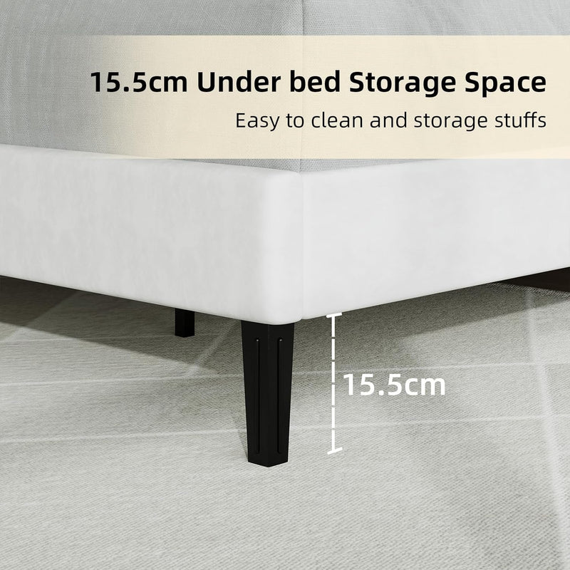 Bed Frame Upholstered with Velvet Headboard Adjustable Height