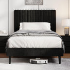 Bed Frame Upholstered with Velvet Headboard Adjustable Height